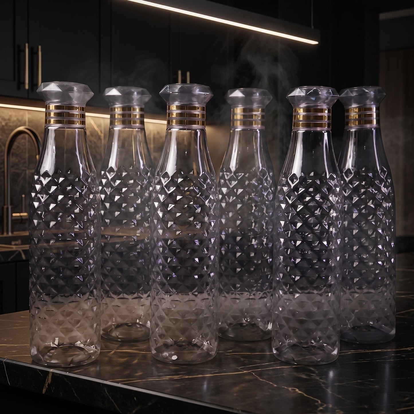 Premium Designer Transparent Water Bottle Set (6 Pc Set 1000 Ml Approx)