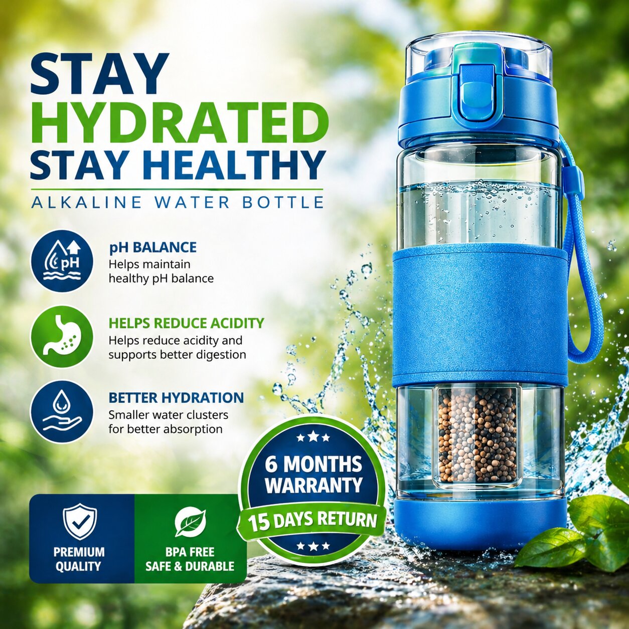 Alkaline Water Bottle – Mineral Rich Water for Daily Hydration & Stomach Comfort