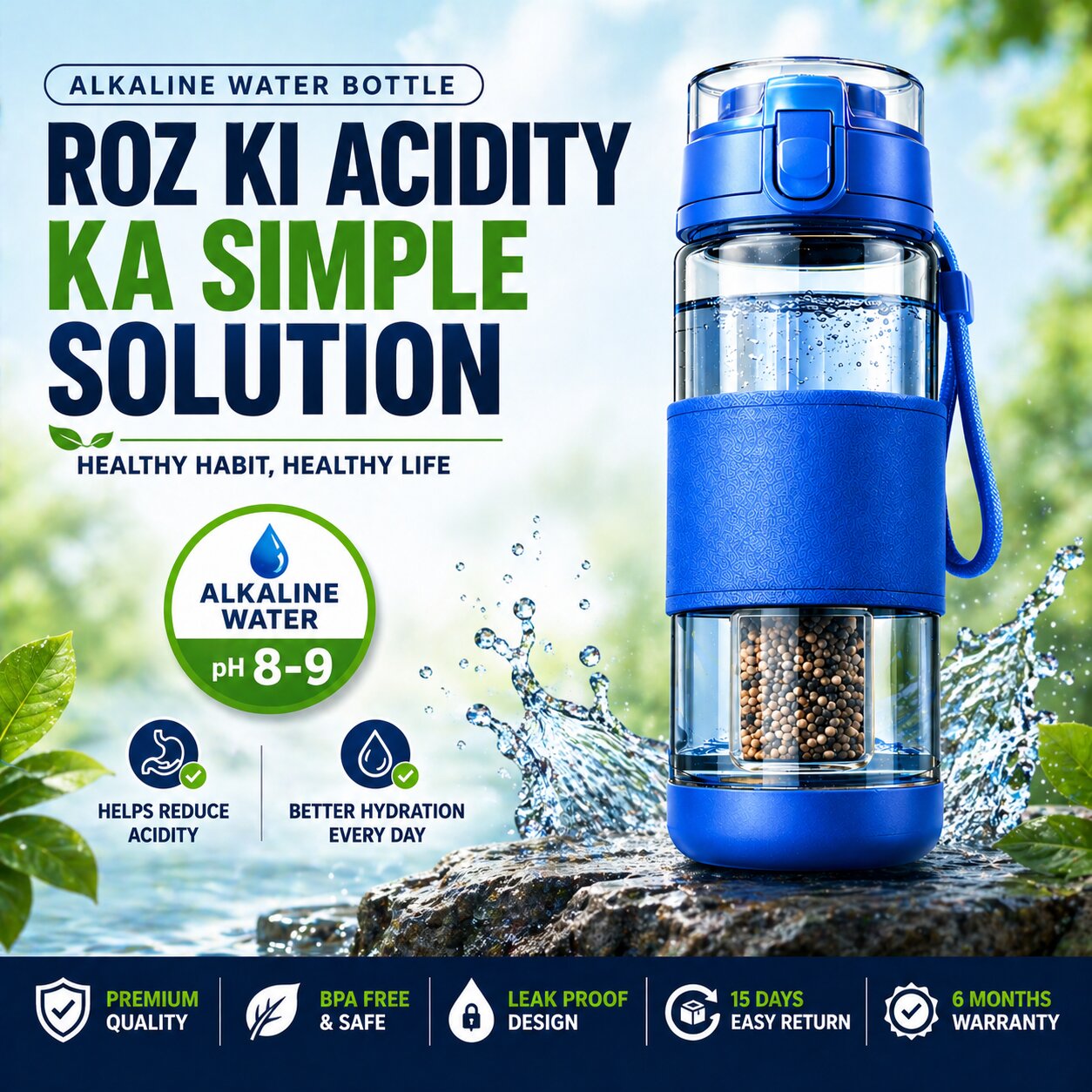 Alkaline Water Bottle – Mineral Rich Water for Daily Hydration & Stomach Comfort