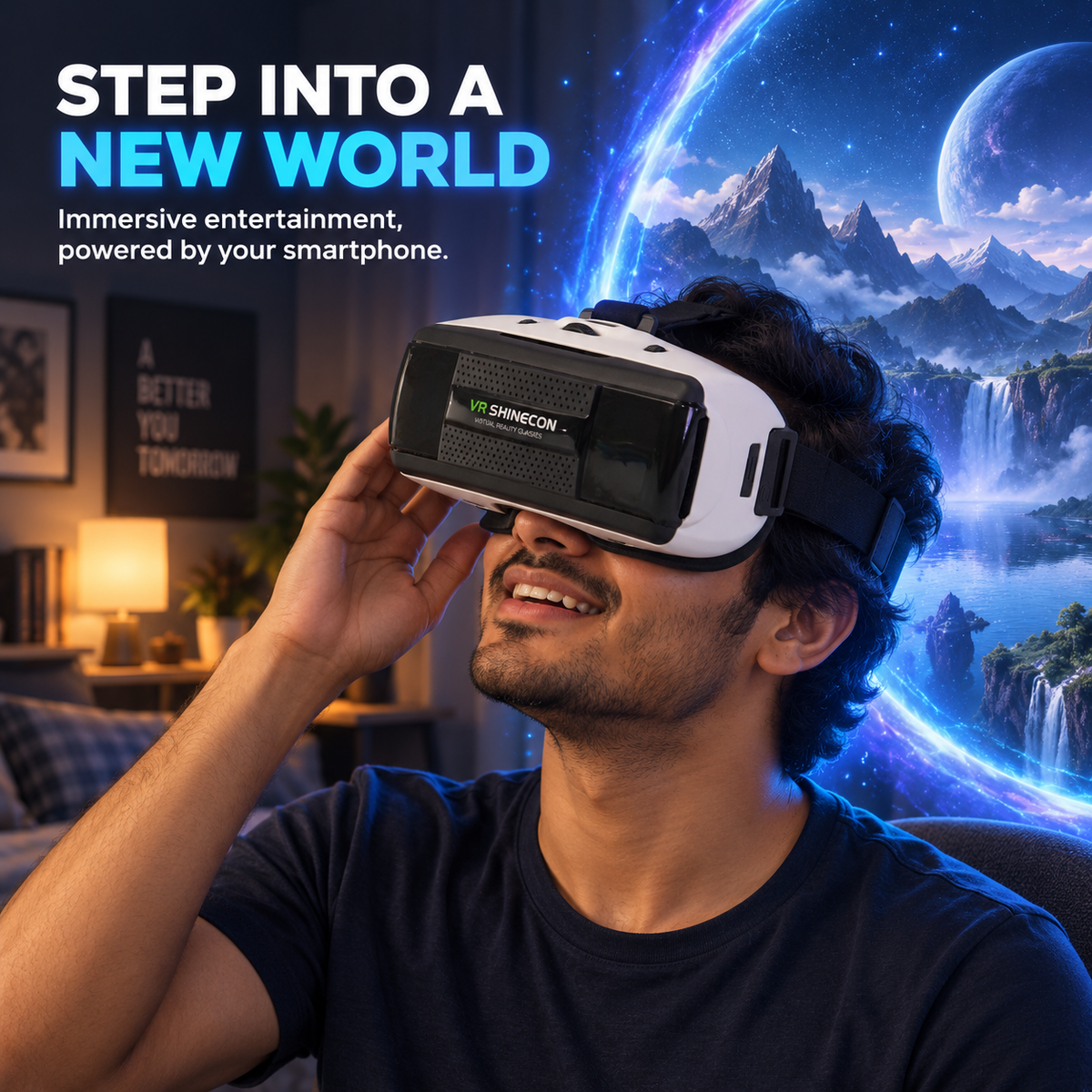 VR SHINECON Smartphone VR Headset for 3D & 360° Viewing