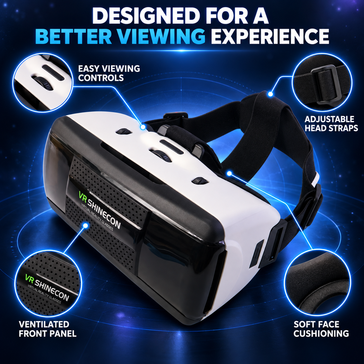 VR SHINECON Smartphone VR Headset for 3D & 360° Viewing