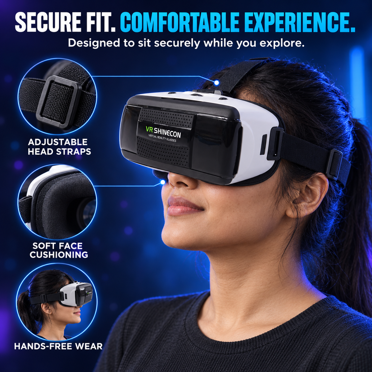 VR SHINECON Smartphone VR Headset for 3D & 360° Viewing